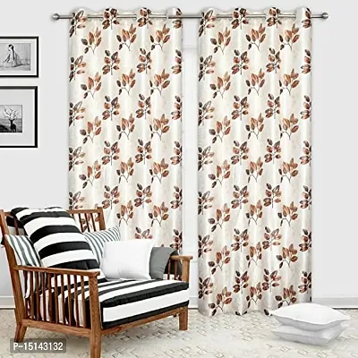 Mega Cart Home Polyester Semi Sheer 6Ft Window Curtains Set of 2 Grommet Eyelet Panel Drapes for Living Room Bedroom for Home D?cor, 4x6 Feet, Brown-thumb2