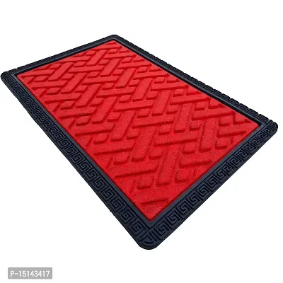 MEGA CART HOME Anti Slip Entrance Polypropylene Washable Water Absorbent Floor Rugs/Doormat/BathMat||60x40 CM,Red-thumb2