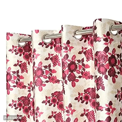 MEGA CART HOME Attractive Digital Long Flower Print Eyelet Pink Curtain Set of 1 Pcs 7 FEET-thumb0