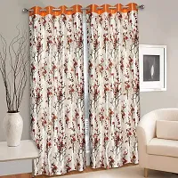 MEGA CART HOME Heavy Polyester Floral 7Ft Door Curtain, Printed Drapes Grommet Room Darkening Panel Eyelet Use for Home/Office, Living Room - Pack of 1, Orange-thumb1