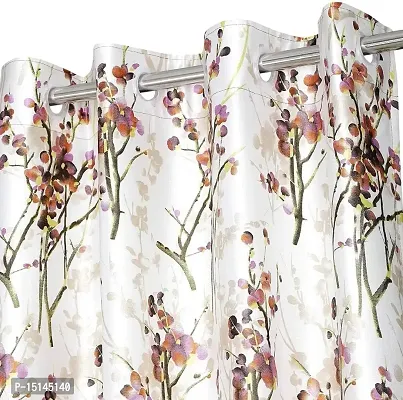MEGA CART HOME Heavy Polyester Floral 5Ft Window Curtain, Printed Drapes Grommet Room Darkening Panel Eyelet Use for Home/Office, Living Room - Pack of 2