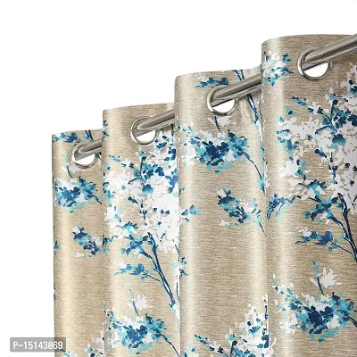 MEGA CART HOME Heavy Polyester Long Crush Curtains Floral Print Panel,Drapes for Window (5 Feet), Set of 1 Room Darkening