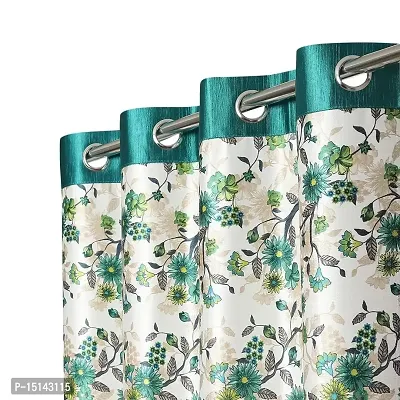 MEGA CART HOME Heavy Polyester Floral 5Ft Window Curtain, Printed Drapes Grommet Room Darkening Panel Eyelet Use for Home/Office, Living Room - Pack of 2