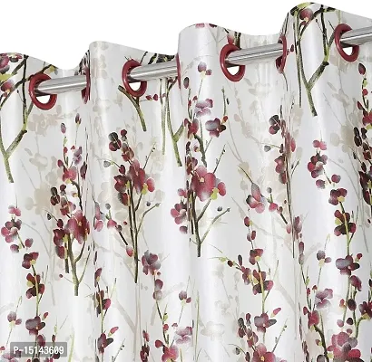 MEGA CART HOME Heavy Polyester Floral 5Ft Window Curtain, Printed Drapes Grommet Room Darkening Panel Eyelet Use for Home/Office, Living Room - Pack of 2