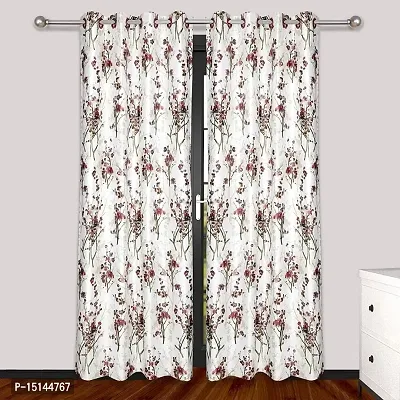 MEGA CART HOME Heavy Polyester Floral 5Ft Window Curtain, Printed Drapes Grommet Room Darkening Panel Eyelet Use for Home/Office, Living Room - Pack of 2-thumb2