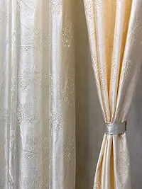 MEGA CART HOME Polyester Cream Tree Punch Curtain for Window Set of 2||4x5 Feet-thumb1