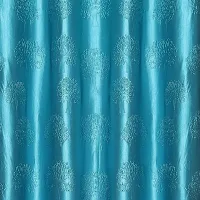 MEGA CART HOME Soft Polyester Tree Punch Aqua Curtain for Long Door Set of 1||4x9 Feet-thumb1