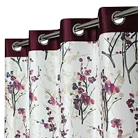 MEGA CART HOME Royal Look Polyester Wine Floral Printed Curtain for Window Set of 2||5 Ft-thumb1