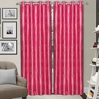 MEGA CART HOME Soft Polyester Tree Punch Pink Curtain for Long Door Set of 1||4x9 Feet-thumb2