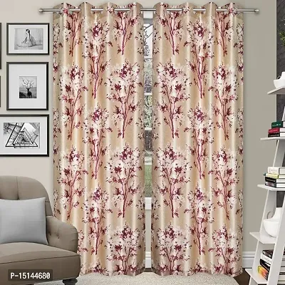 MEGA CART HOME Heavy Polyester Long Crush Curtains Floral Print Panel,Drapes for Window (5 Feet), Set of 1 Room Darkening-thumb2