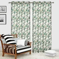 MEGA CART HOME Heavy Polyester Floral 5Ft Window Curtain, Printed Drapes Grommet Room Darkening Panel Eyelet Use for Home/Office, Living Room - Pack of 2, Green-thumb1