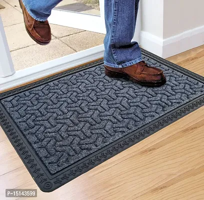 MEGA CART HOME Anti Slip Entrance Polypropylene Washable Water Absorbent Floor Rugs/Doormat/BathMat||60x40 CM,Grey-thumb3