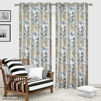 MEGA CART HOME Heavy Polyester Long Crush Curtains Floral Print Panel,Drapes for Window (5 Feet), Set of 1 Room Darkening-thumb2