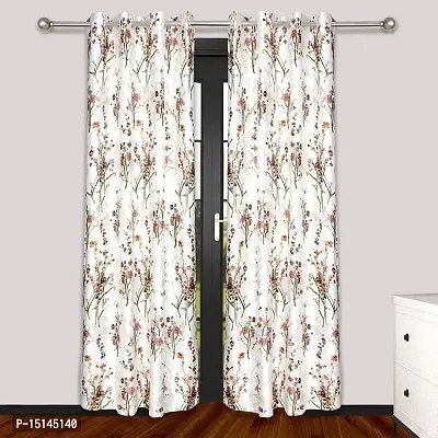 MEGA CART HOME Heavy Polyester Floral 5Ft Window Curtain, Printed Drapes Grommet Room Darkening Panel Eyelet Use for Home/Office, Living Room - Pack of 2-thumb2