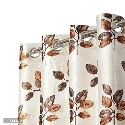 Mega Cart Home Polyester Semi Sheer 6Ft Window Curtains Set of 2 Grommet Eyelet Panel Drapes for Living Room Bedroom for Home D?cor, 4x6 Feet, Brown