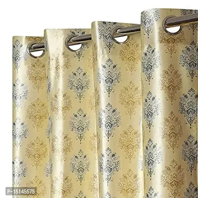 MEGA CART HOME Polyester Print Room Darkening Elegant Curtains Pack of 1 ||4x6 Feet (Yellow)