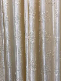 MEGA CART HOME Polyester Cream Tree Punch Curtain for Window Set of 2||4x5 Feet-thumb2