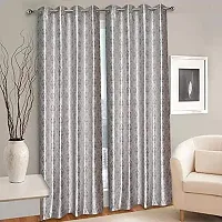 MEGA CART HOME Polyester Print Room Darkening Elegant Curtains Pack of 1 ||4x5 Feet (Grey)-thumb1