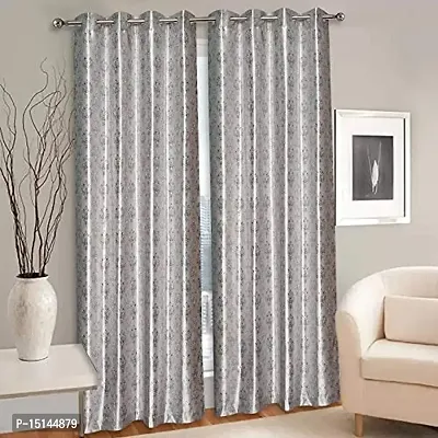 MEGA CART HOME Polyester Print Room Darkening Elegant Curtains Pack of 1 ||4x5 Feet (Grey)-thumb2