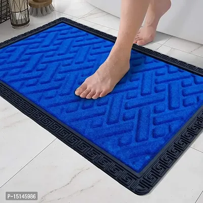 MEGA CART HOME Polypropylene Anti-Skid Rubber Door Mat, Rectangular, Blue