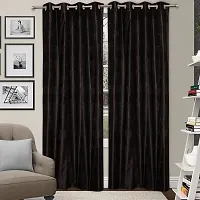 MEGA CART HOME Soft Polyester Tree Punch Curtains for Window Set of 2-thumb2