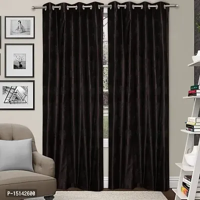 MEGA CART HOME Soft Polyester Tree Punch Curtains for Window Set of 2-thumb3