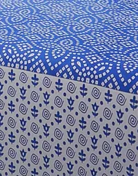 Modern Blue Bandhej Print 88*106 Cotton Double Bedsheet with 2 Pillow Cover-thumb1