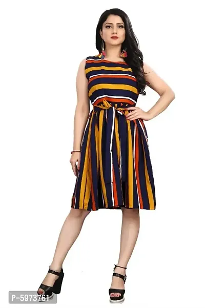 Stylish American Crepe Striped Dress For Women-thumb0