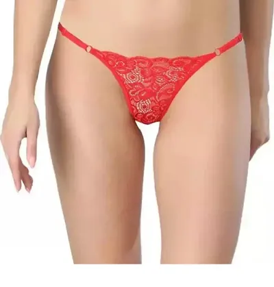 Fancy Solid Lace Thong For Women