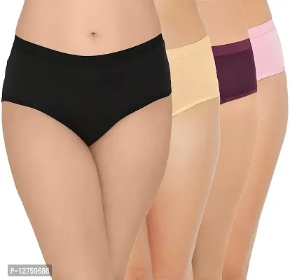 SONA Women's Soft Cotton Hipster Plain Panty (Black-Skin-Wine-B-Pink_2XL) Pack of 4