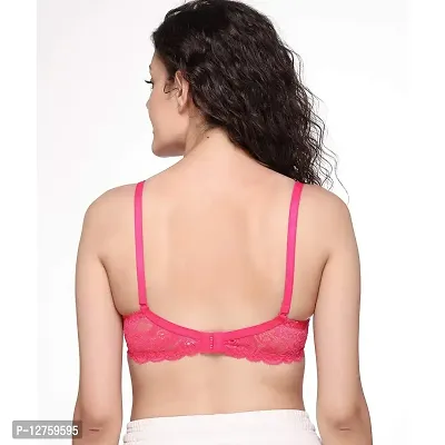 SONA Women's Lace T-Shirt Regular Non-Padded Underwired Bra (Pink_32B) Pack of 1-thumb3