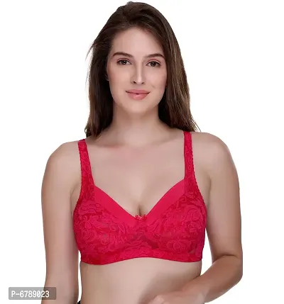 Red Non Padded Cotton Full Coverage Bra For Women