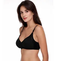 Black Full Coverage Non Padded Cotton T-Shirt Bra For Women-thumb2