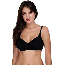 Black Full Coverage Non Padded Cotton T-Shirt Bra For Women-thumb3