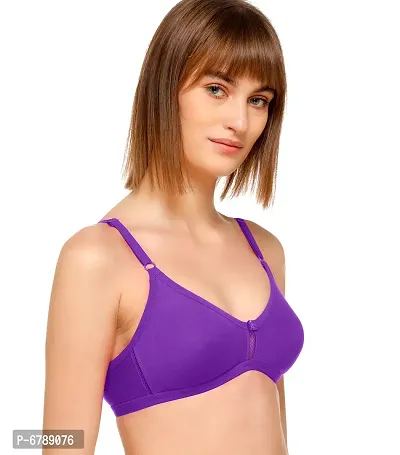 Light Purple Full Coverage Non Padded Cotton T-Shirt Bra For Women-thumb3