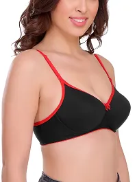 Red Full Coverage Padded Cotton T-shirt Bra For Women-thumb2