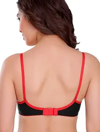 Red Full Coverage Padded Cotton T-shirt Bra For Women-thumb1