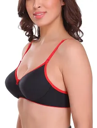 Red Full Coverage Padded Cotton T-shirt Bra For Women-thumb3