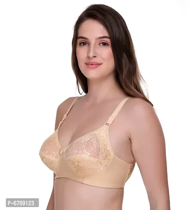 Nude Lace Non-Padded Full Coverage Bra For Women-thumb3