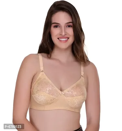 Nude Lace Non-Padded Full Coverage Bra For Women-thumb0