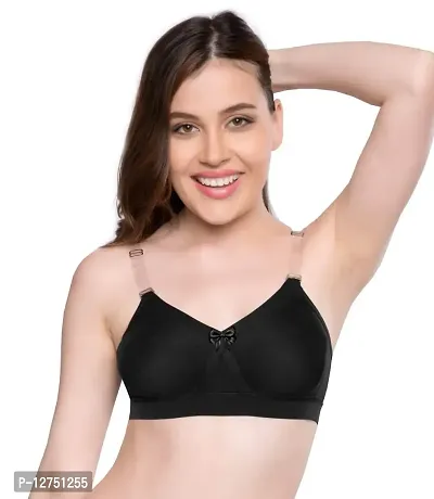 SONA Women's Cotton Non Padded Non-Wired Regular Bra (SL-SUPER-FIT-BLACK-107D_Black_42)