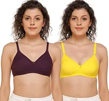 SONA Women's M1001 Cotton Seamless T-Shirt Non-Padded Non-Wired Comfortable Bra (Assorted_30B) Pack of 2-thumb1