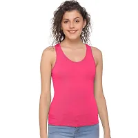 Sona Women's Cotton Sports Racer Back Tank Top Camisole (8008_Black-Pink_L) Pack of 2-thumb4