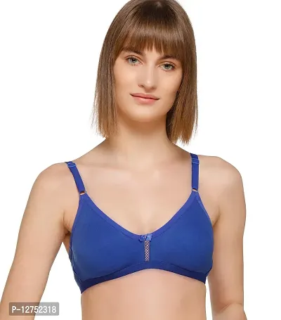 SONA Women's M1020 Cotton Seamless T-Shirt Non-Padded Non-Wired Comfortable Bra (Royal Blue_38D) Pack of 2-thumb3