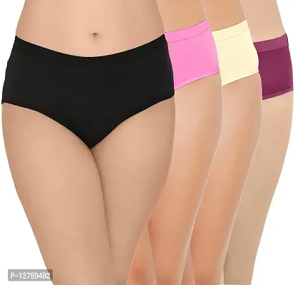 SONA Women's Soft Cotton Hipster Plain Panty (Black-H-Pink-Lemon-Purple_3XL) Pack of 4