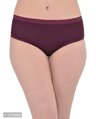 SONA Women's Soft Cotton Hipster Plain Panty (Black-Wine-B-Pink_M) Pack of 3-thumb4