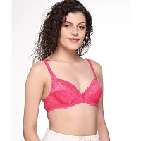 SONA Women's Lace T-Shirt Regular Non-Padded Underwired Bra (Pink_32B) Pack of 1-thumb3