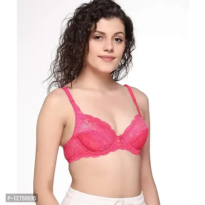 SONA Women's Lace T-Shirt Regular Non-Padded Underwired Bra (Pink_32B) Pack of 1-thumb4