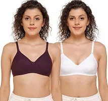 SONA Women's M1001 Cotton Seamless T-Shirt Non-Padded Non-Wired Comfortable Bra (Assorted_40D) Pack of 2-thumb1