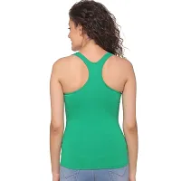 Sona Women's Cotton Sports Racer Back Tank Top Camisole (8008_Green-White_XL) Pack of 2-thumb3